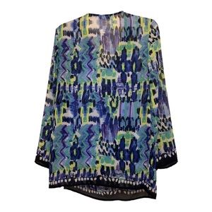 Valerie Stevens Women's Sheer V-Neck Multicolor Sz Small Long Sleeves Tunic Top